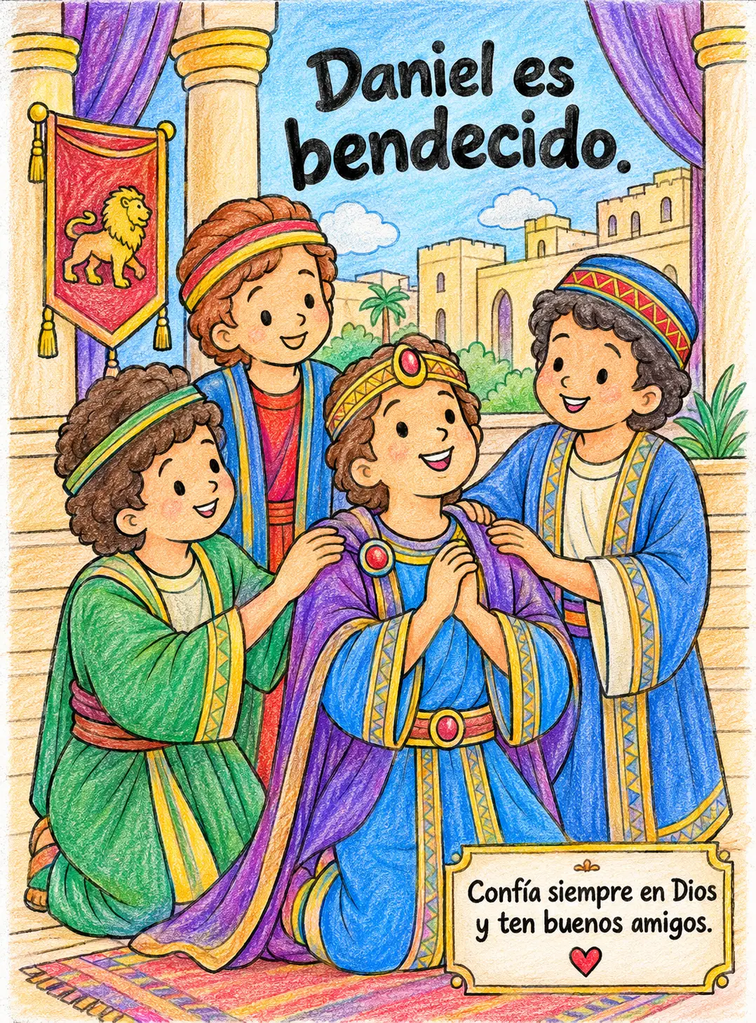 Daniel blessed in the lions' den